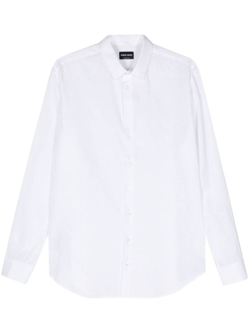 Giorgio Armani long-sleeve linen shirt - White von Giorgio Armani