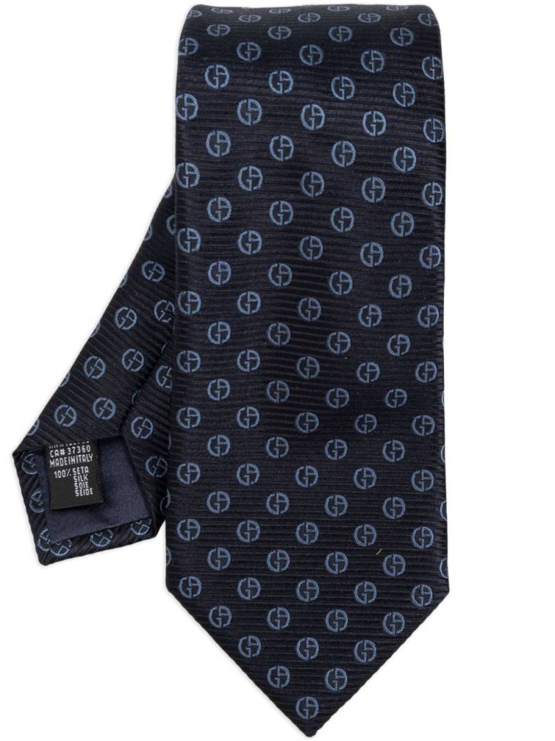 Giorgio Armani monogram-jacquard silk tie - Blue von Giorgio Armani