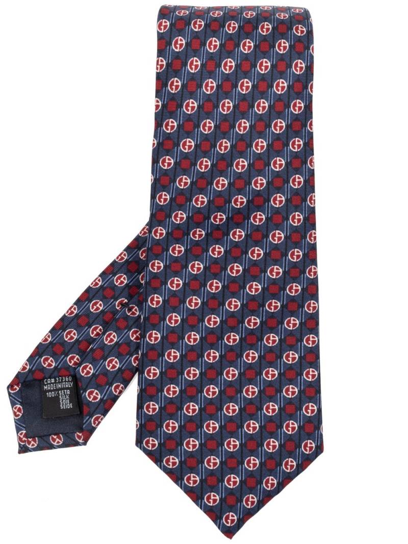 Giorgio Armani monogram-pattern silk tie - Blue von Giorgio Armani