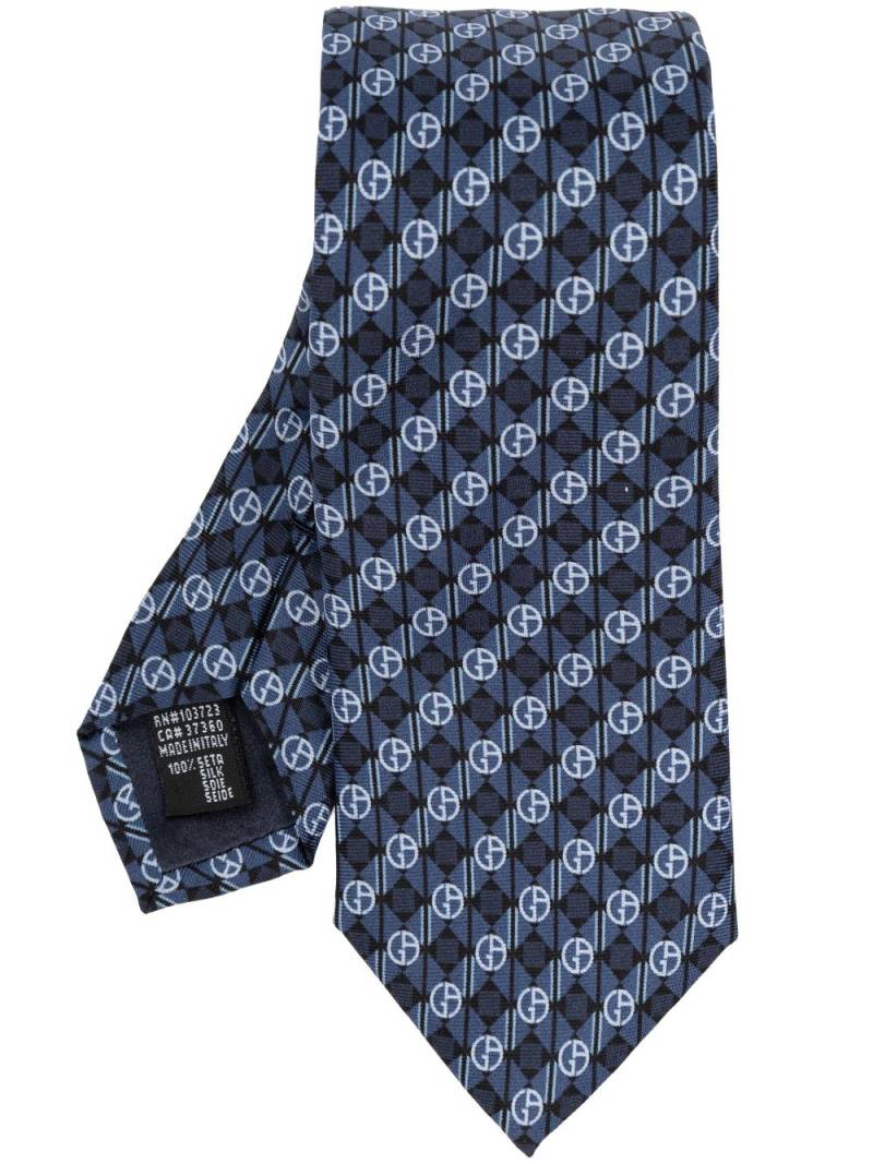 Giorgio Armani monogram-print silk tie - Blue von Giorgio Armani