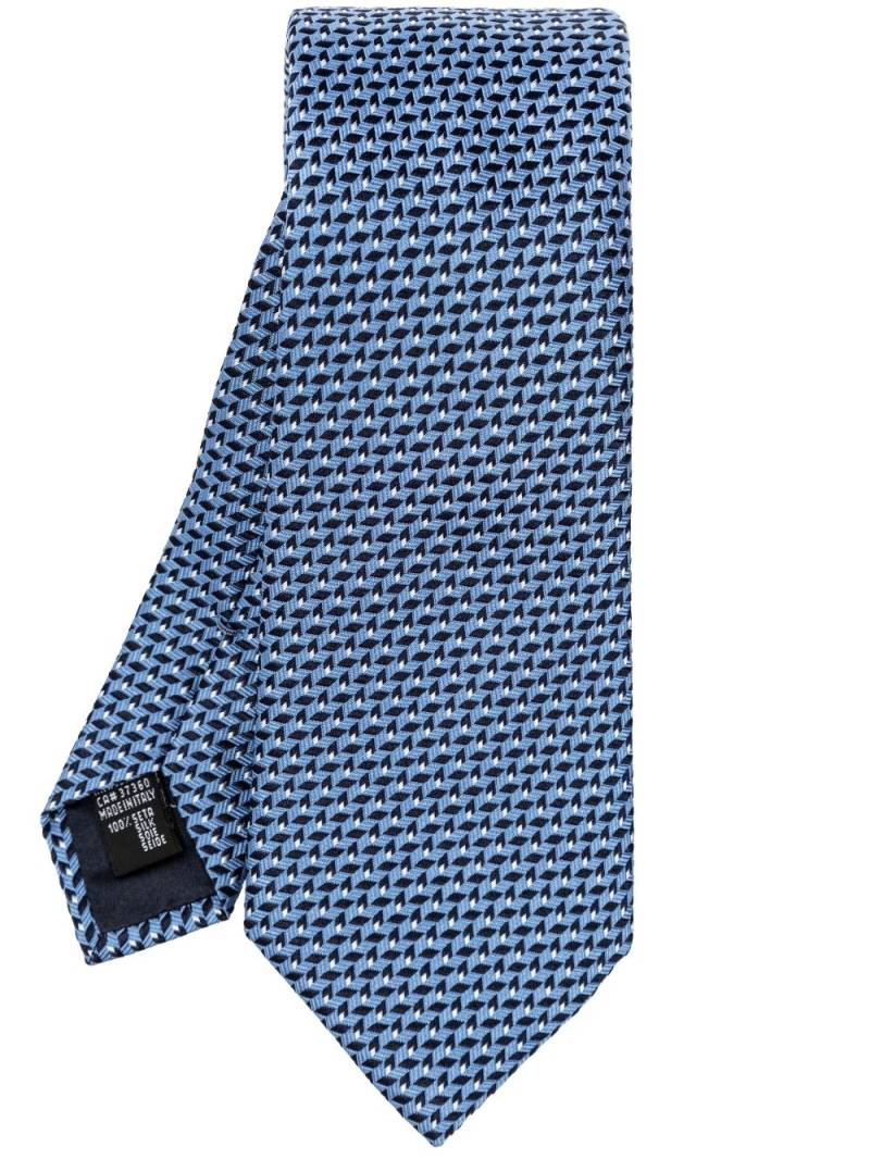 Giorgio Armani patterned-jacquard silk tie - Blue von Giorgio Armani