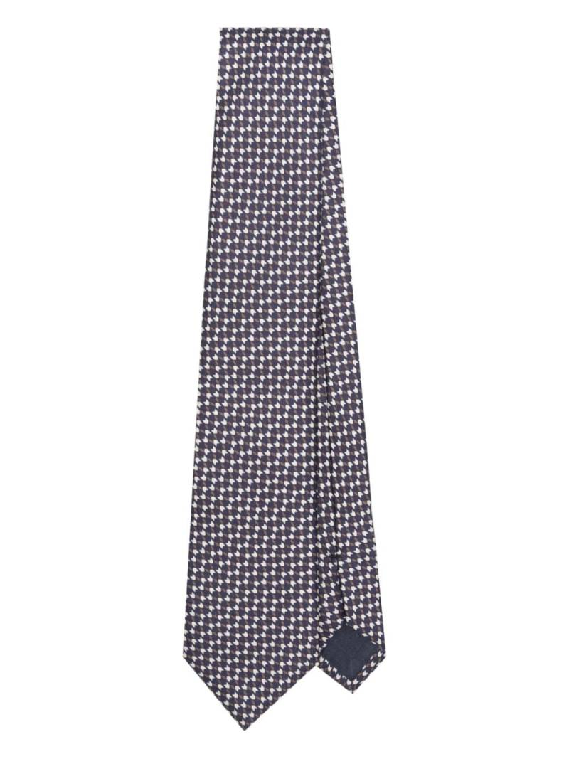 Giorgio Armani patterned-jacquard silk tie - Blue von Giorgio Armani