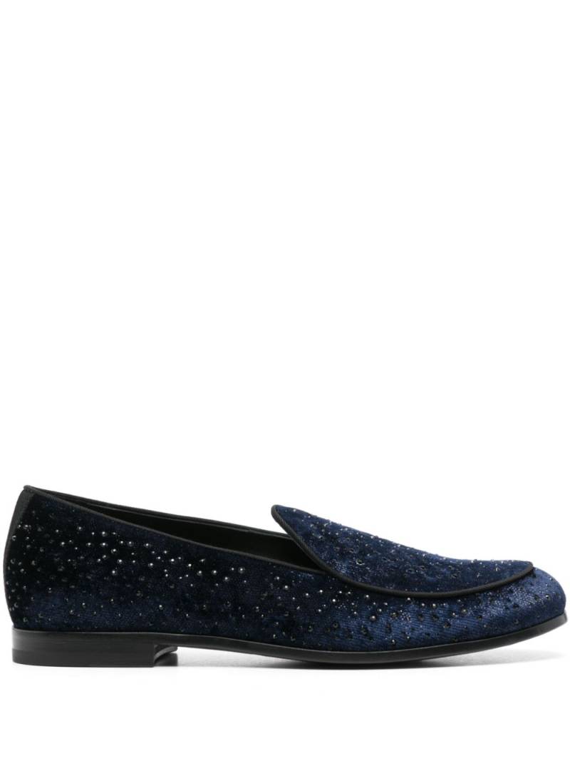 Giorgio Armani rhinestone-embellished velvet loafers - Blue von Giorgio Armani