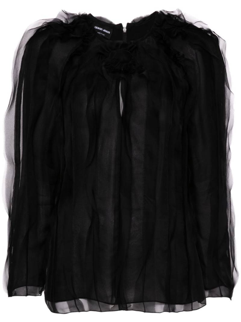 Giorgio Armani ruffled organza blouse - Black von Giorgio Armani