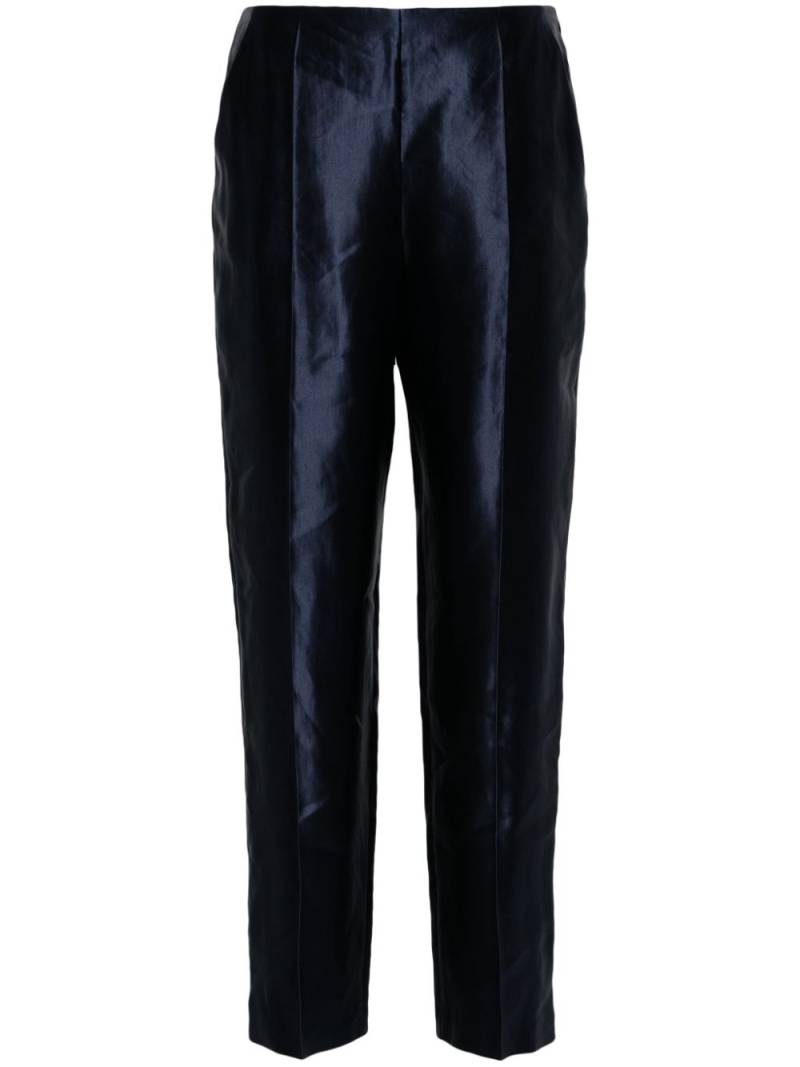 Giorgio Armani seam-detail satin trousers - Blue von Giorgio Armani