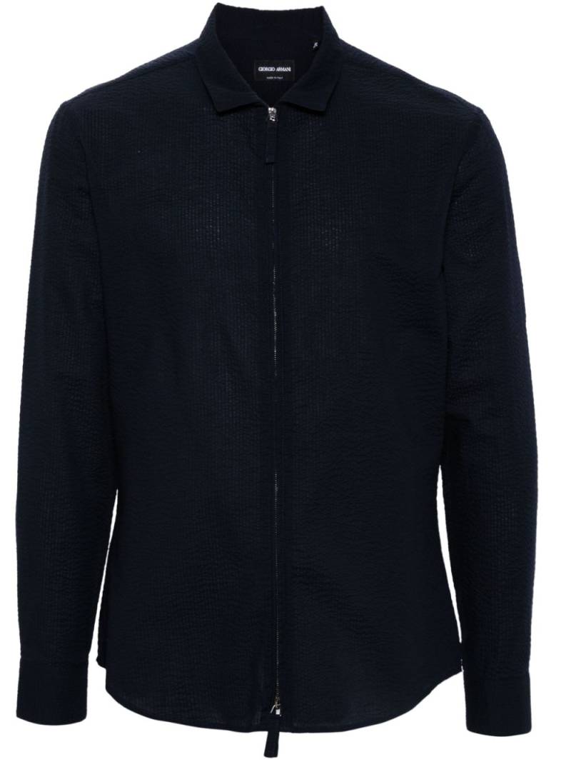 Giorgio Armani seersucker zip shirt - Blue von Giorgio Armani