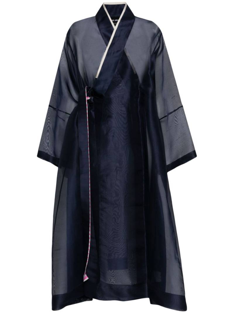 Giorgio Armani semi-sheer silk coat - Blue von Giorgio Armani