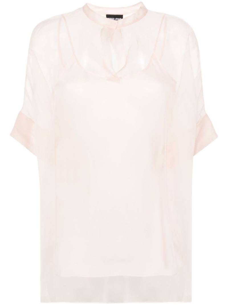 Giorgio Armani sheer layered silk blouse - Pink von Giorgio Armani