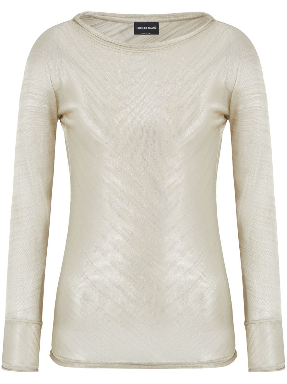 Giorgio Armani shimmer-finish rolled-trim top - Neutrals von Giorgio Armani