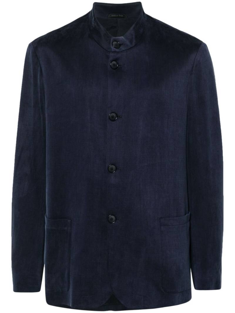 Giorgio Armani single-breasted band-collar blazer - Blue von Giorgio Armani