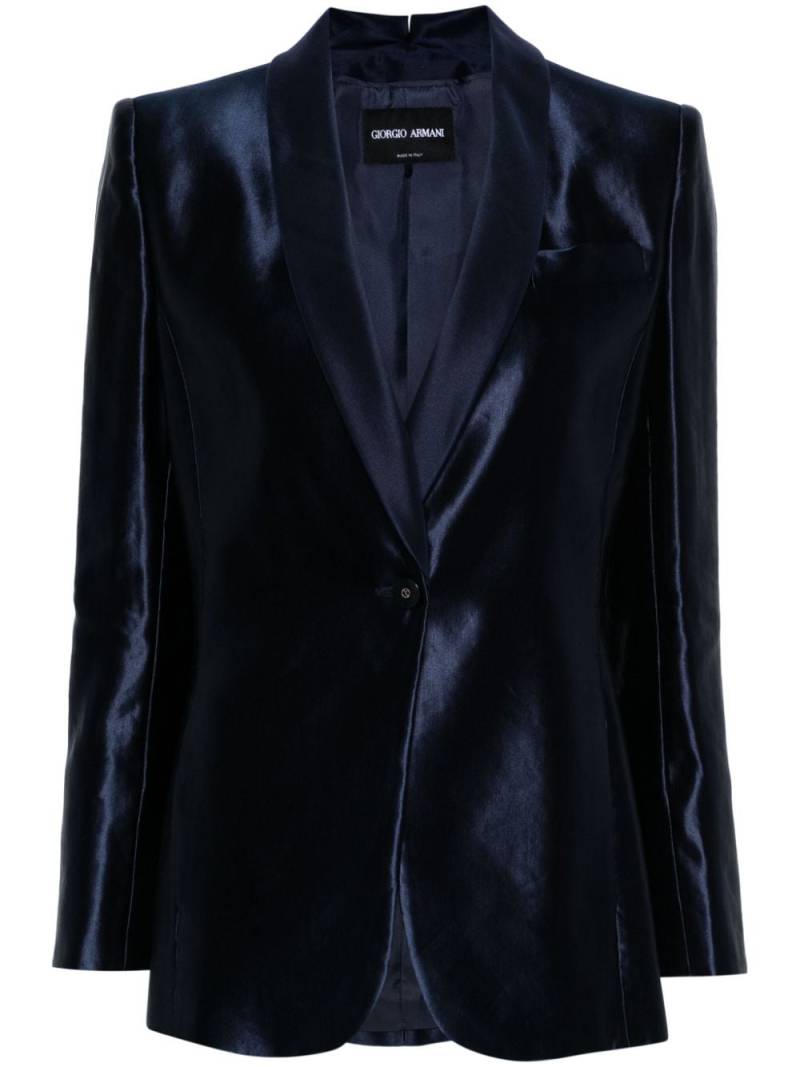 Giorgio Armani single-breasted satin blazer - Blue von Giorgio Armani