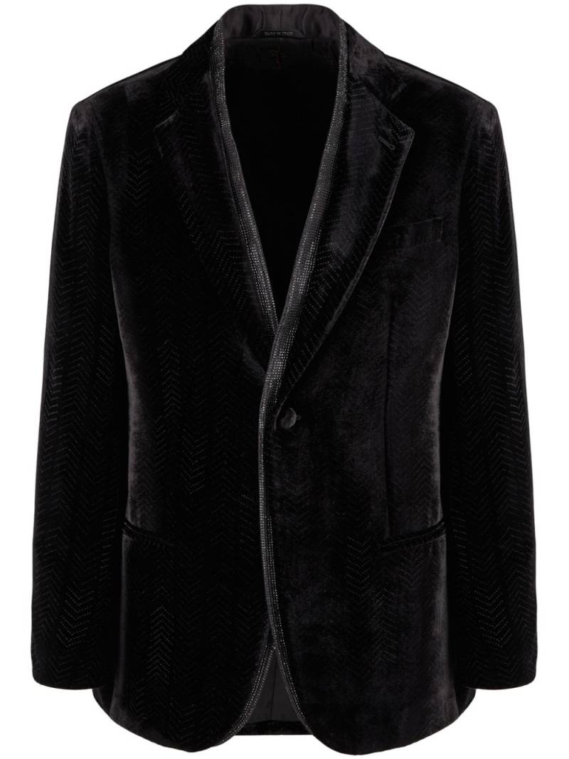 Giorgio Armani studded-trim velvet blazer - Black von Giorgio Armani