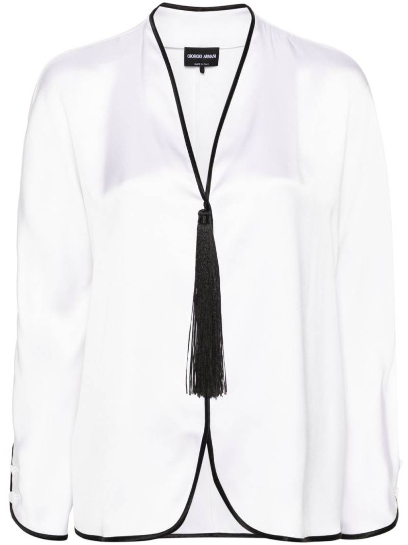 Giorgio Armani tassel-detail silk blouse - White von Giorgio Armani