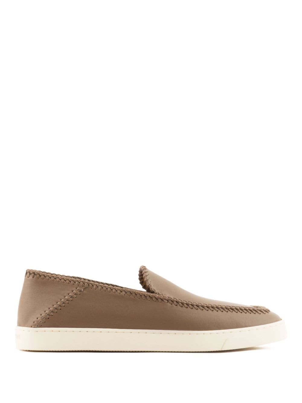 Giorgio Armani whipstitch-embellished leather sneakers - Brown von Giorgio Armani