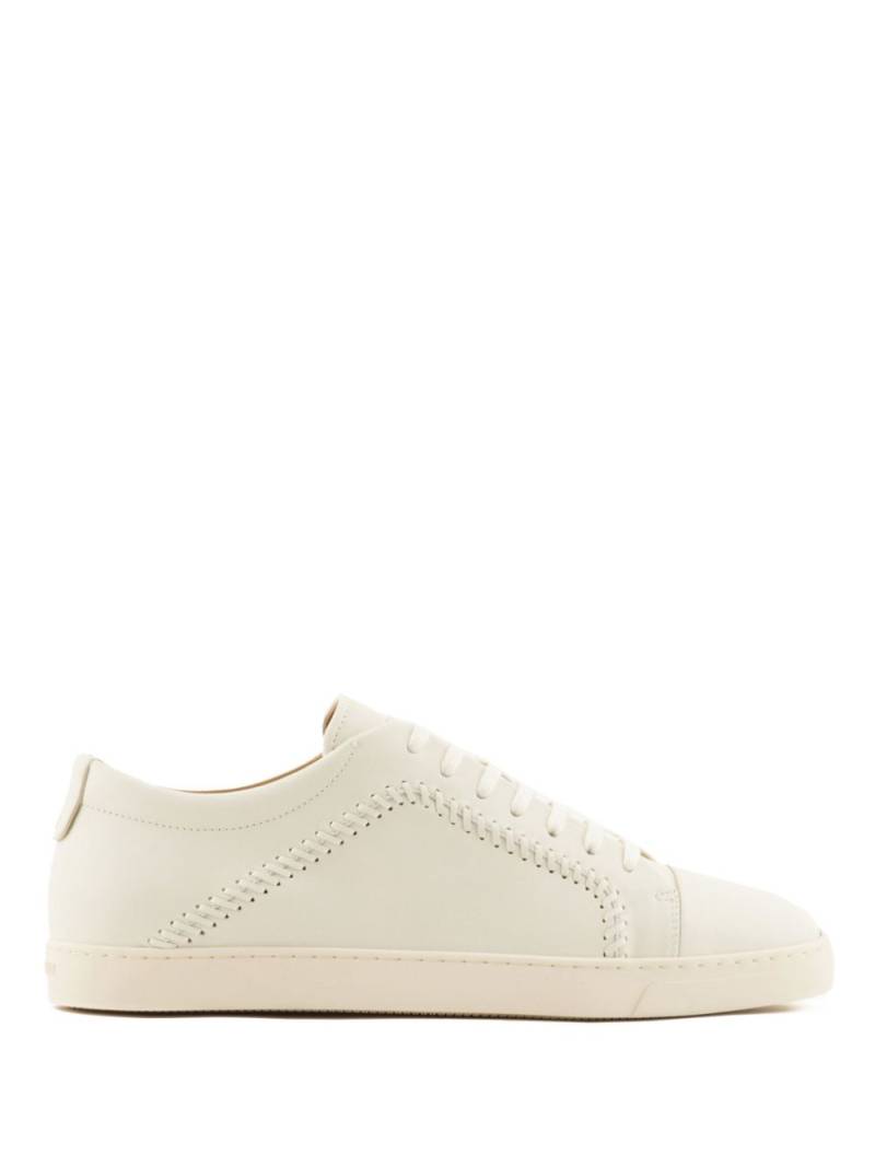 Giorgio Armani whipstitch-trim leather sneakers - Neutrals von Giorgio Armani