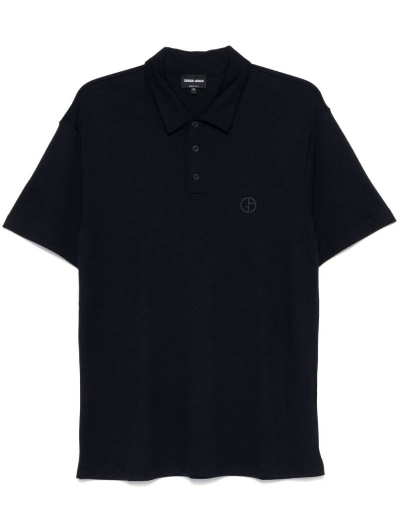 Giorgio Armani wool short-sleeve polo shirt - Blue von Giorgio Armani