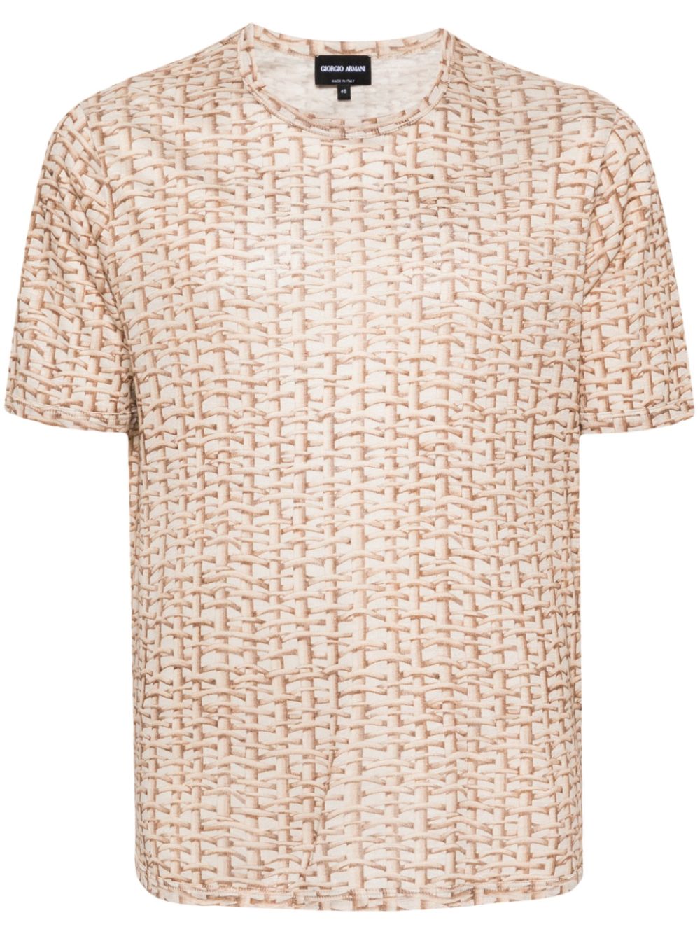 Giorgio Armani woven-print T-shirt - Neutrals von Giorgio Armani