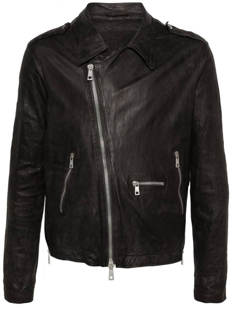 Giorgio Brato crinkled leather biker jacket - Black von Giorgio Brato