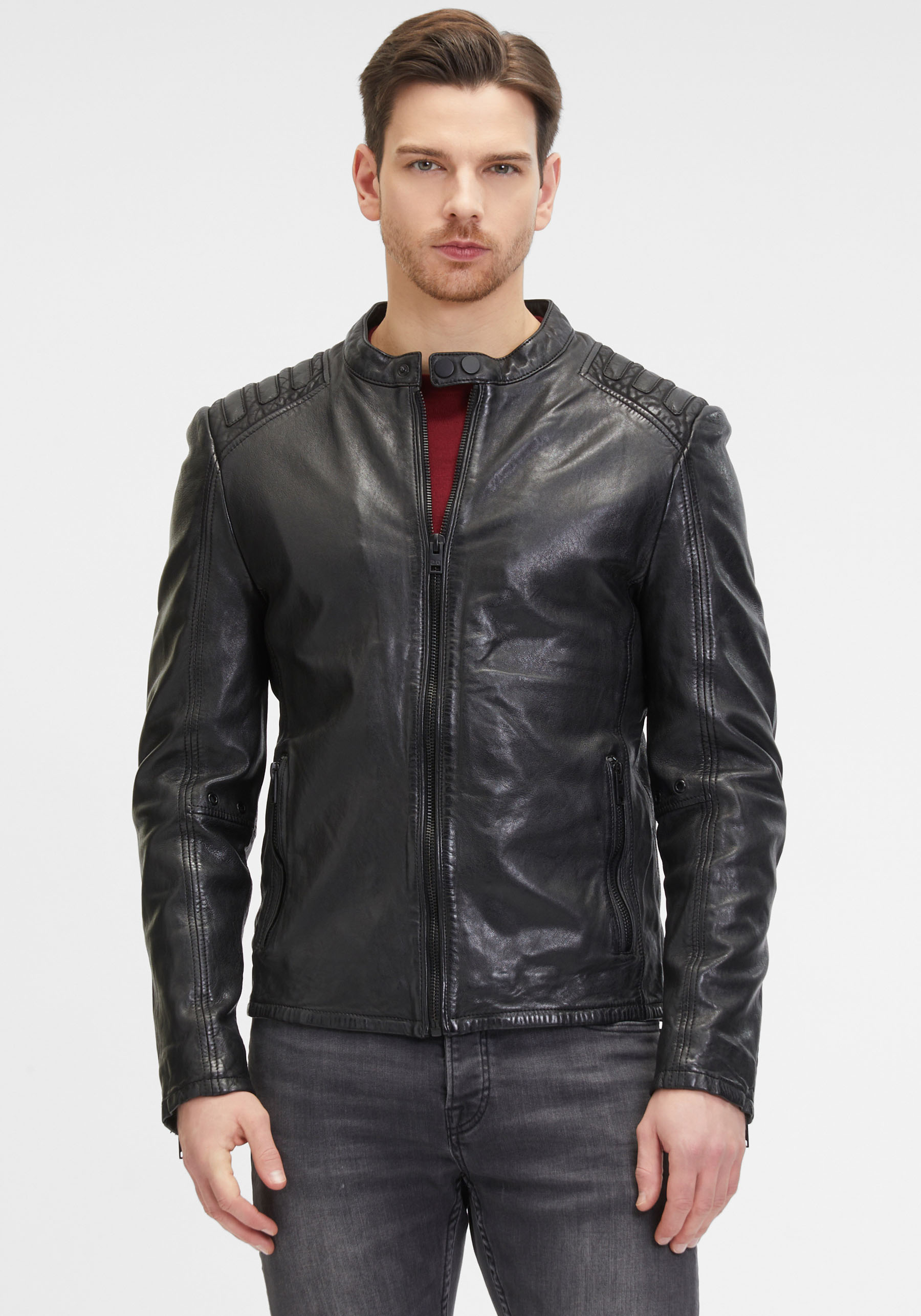Mauritius Lederjacke »G2MMagnu SF«, mit Reissvershcluss, Steppung auf der Schulter, Stehkragen Mauritius Lederjacke »G2MMagnu SF«, mit Reissvershcluss, Steppung auf der Schulter, Stehkragen von Mauritius