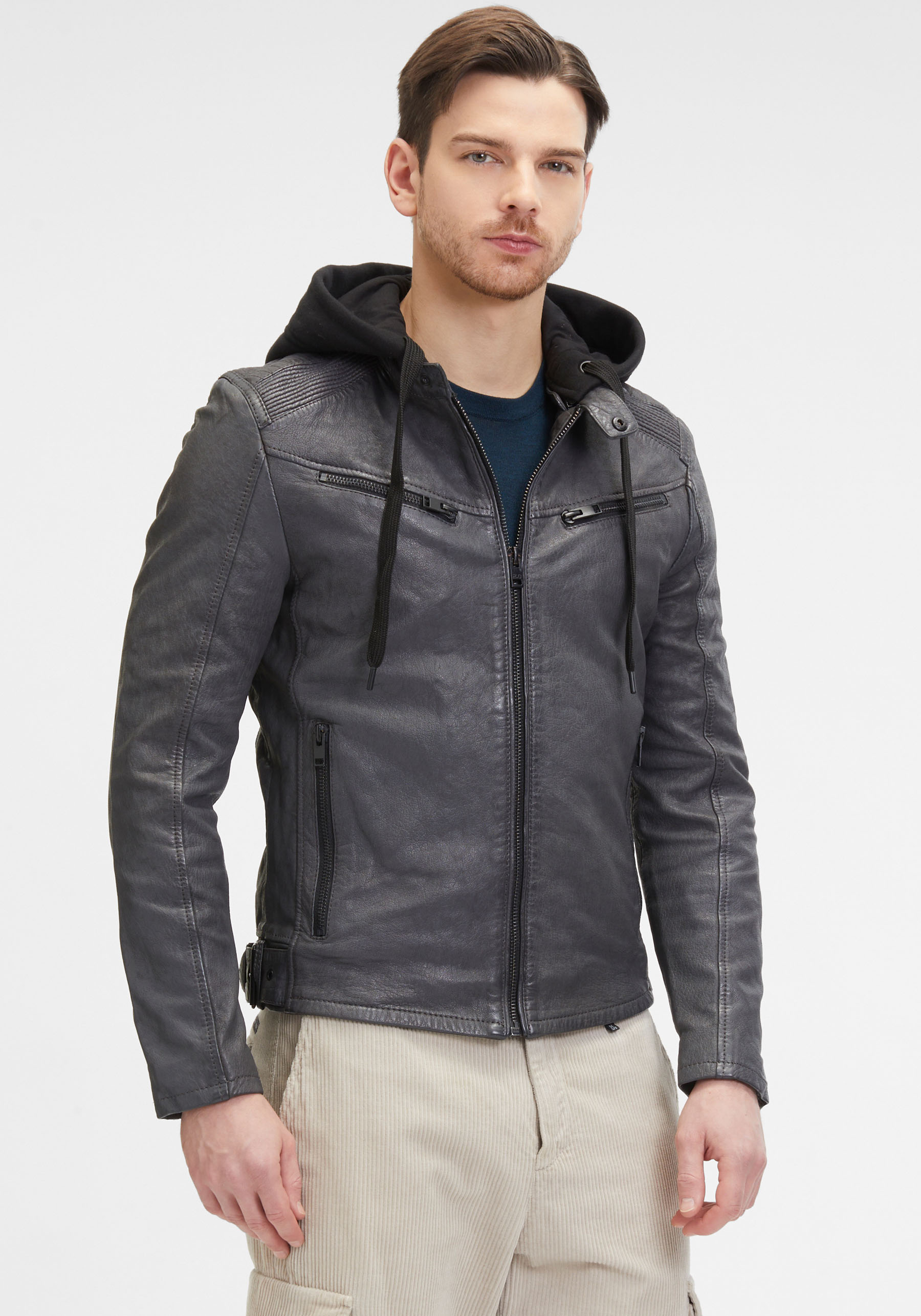 Mauritius Lederjacke »G2MNeiko SF«, mit Kapuze, mit Reissvershcluss, Kapuze, Ziersteppung Mauritius Lederjacke »G2MNeiko SF«, mit Kapuze, mit Reissvershcluss, Kapuze, Ziersteppung von Mauritius