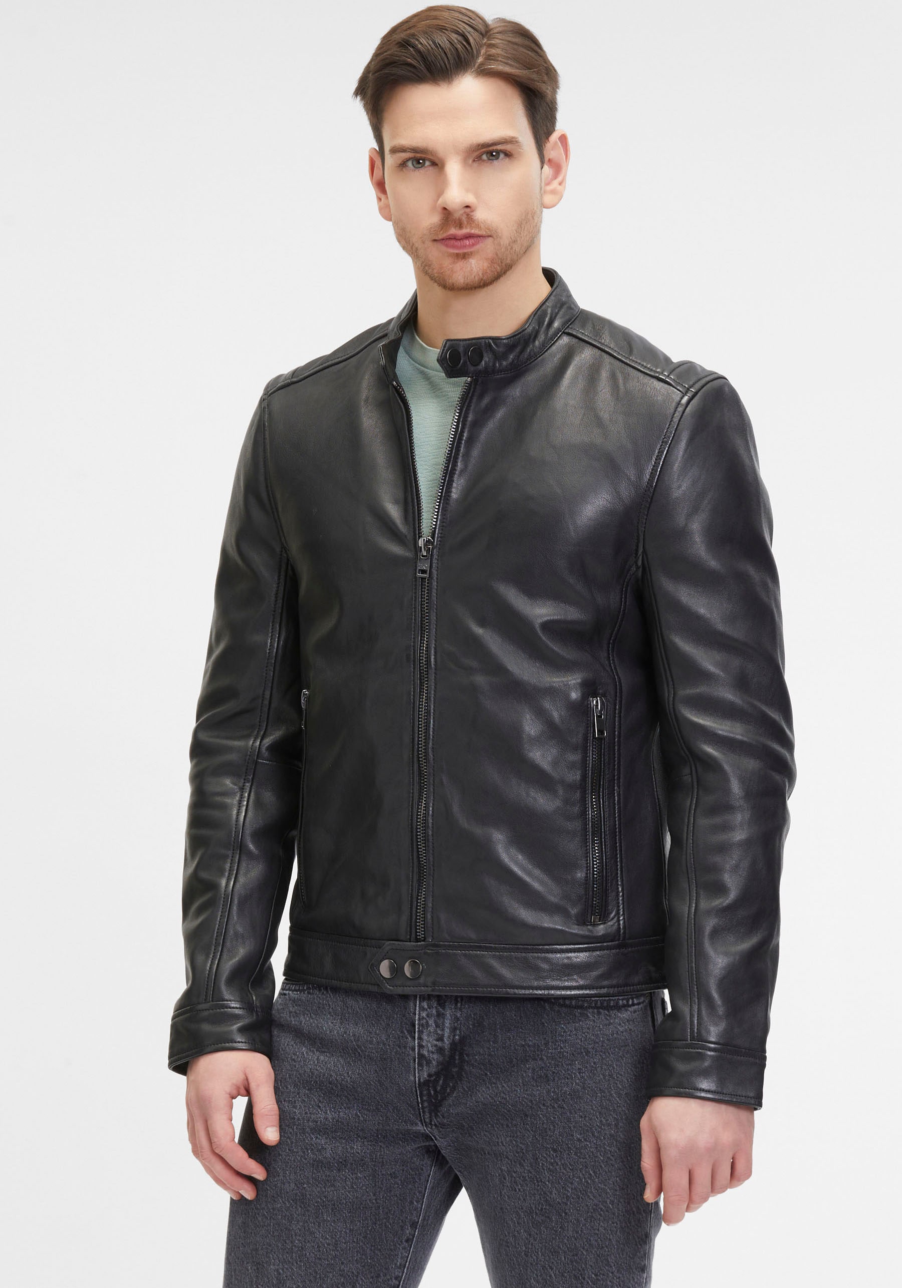Mauritius Lederjacke »G2MOccer SF«, mit Reissvershcluss, Ziernähte, Stehkragen Mauritius Lederjacke »G2MOccer SF«, mit Reissvershcluss, Ziernähte, Stehkragen von Mauritius