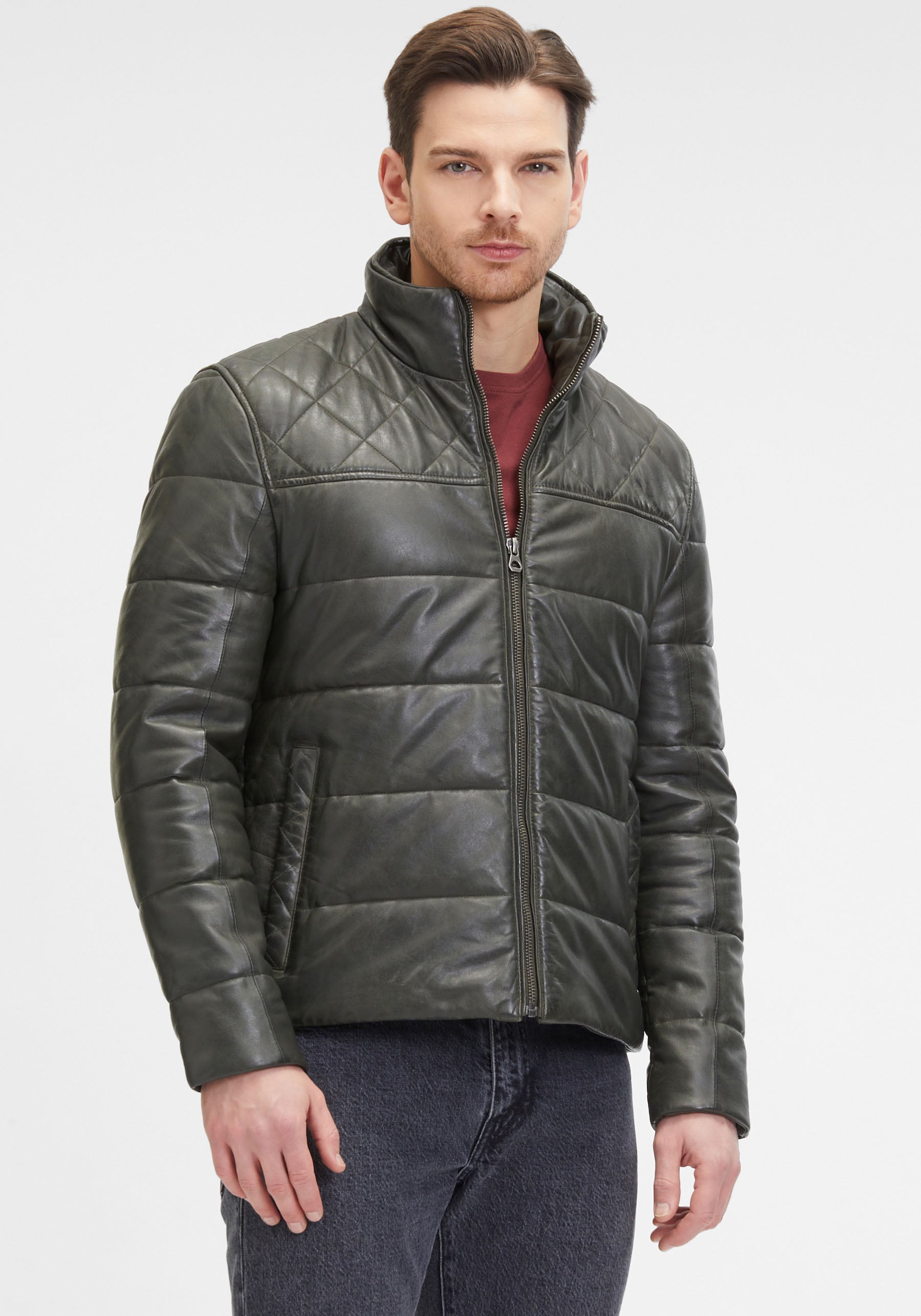 Mauritius Lederjacke »GMCraigh«, mit Stekkragen, Reissverschluss, modische Steppung Mauritius Lederjacke »GMCraigh«, mit Stekkragen, Reissverschluss, modische Steppung von Mauritius