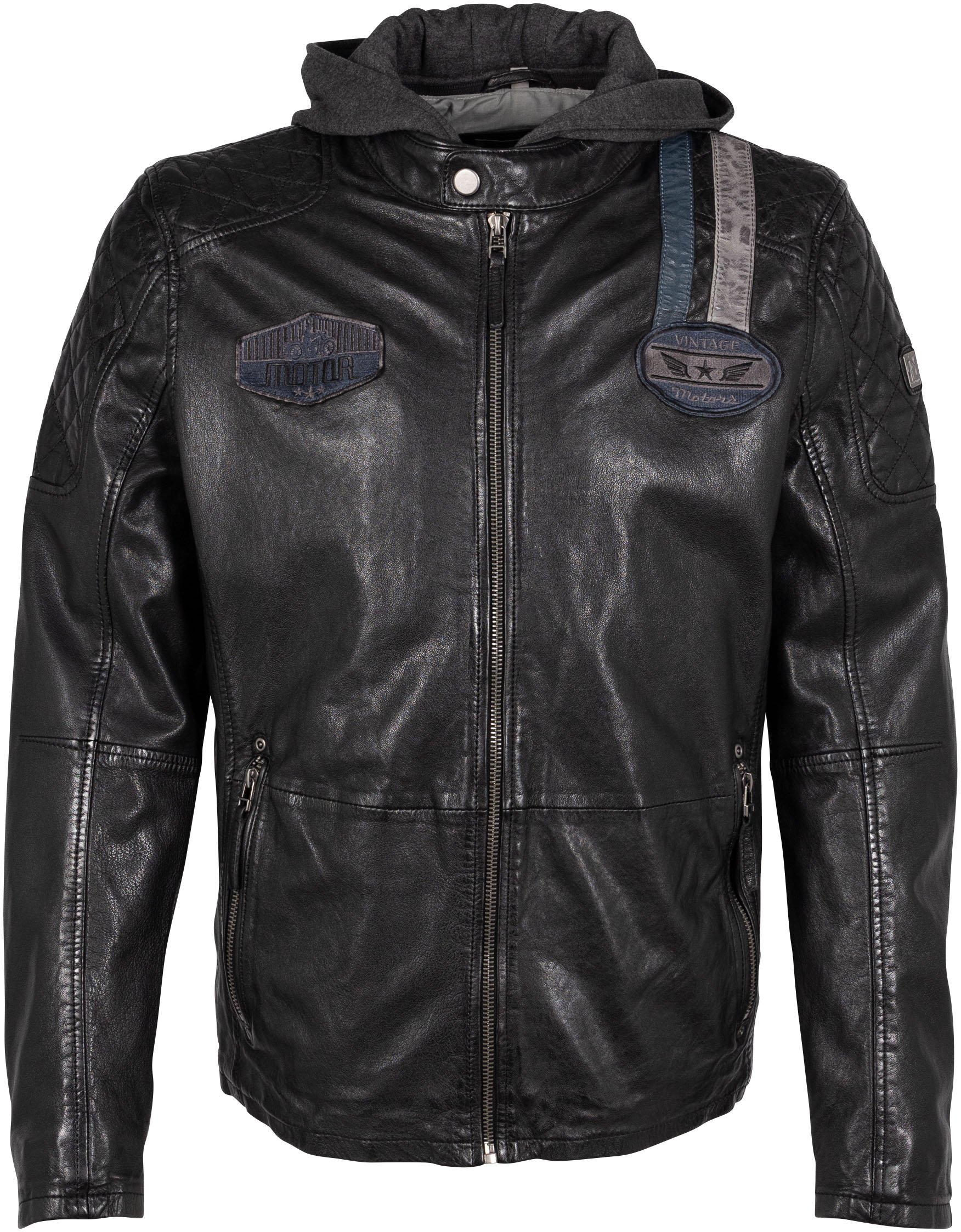 Mauritius Lederjacke »GMTinon«, mit Kapuze, mit Kapuze, Badges, Reissverschluss Mauritius Lederjacke »GMTinon«, mit Kapuze, mit Kapuze, Badges, Reissverschluss von Mauritius