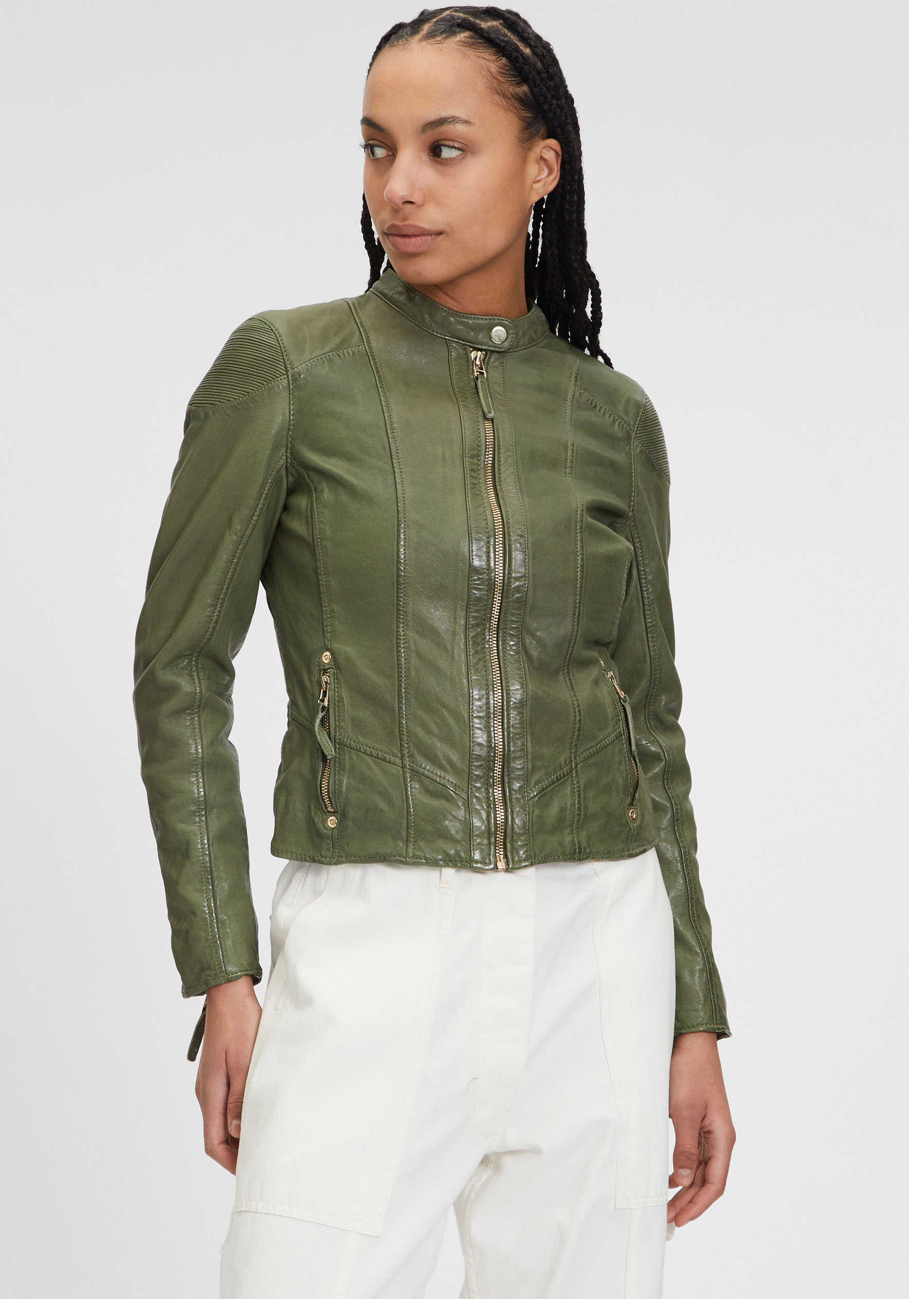 Mauritius Lederjacke »GWFjella«, mit Reissverschluss, kleiner Stehkragen, Ziernähte Mauritius Lederjacke »GWFjella«, mit Reissverschluss, kleiner Stehkragen, Ziernähte von Mauritius