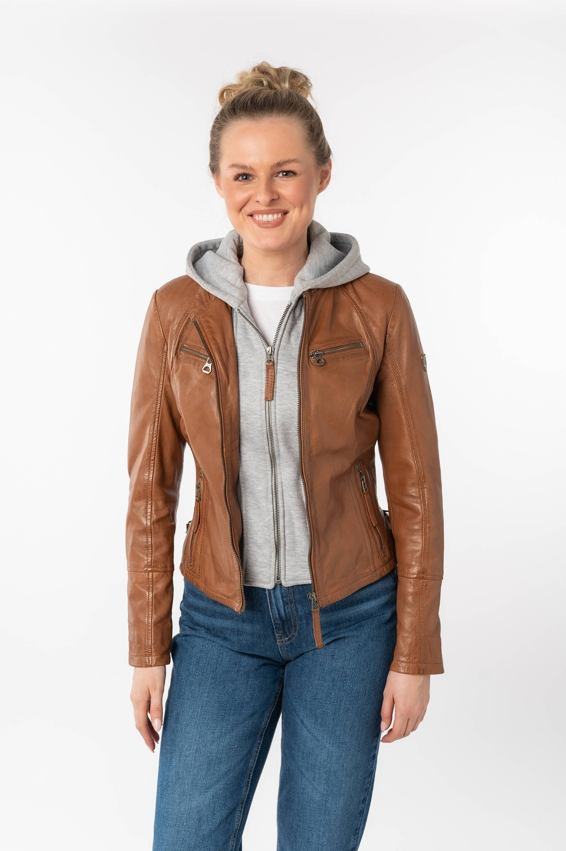 Mauritius Lederjacke »NOLA«, mit Kapuze, Two-in-One Style - mit abnehmbarer Jersey-Kapuze von Mauritius