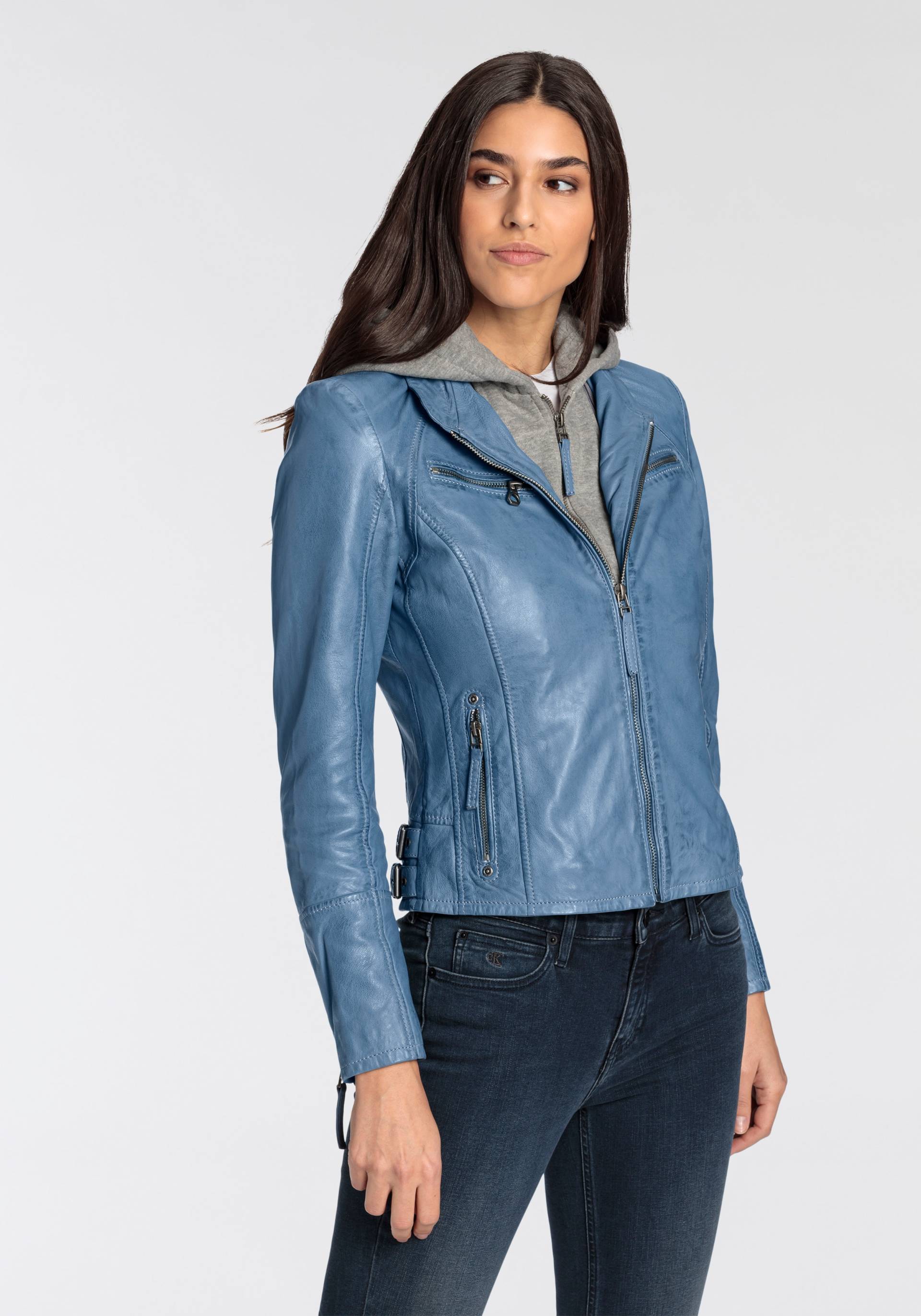 Mauritius Lederjacke »NOLA«, mit Kapuze, Two-in-One Style - mit abnehmbarer Jersey-Kapuze von Mauritius