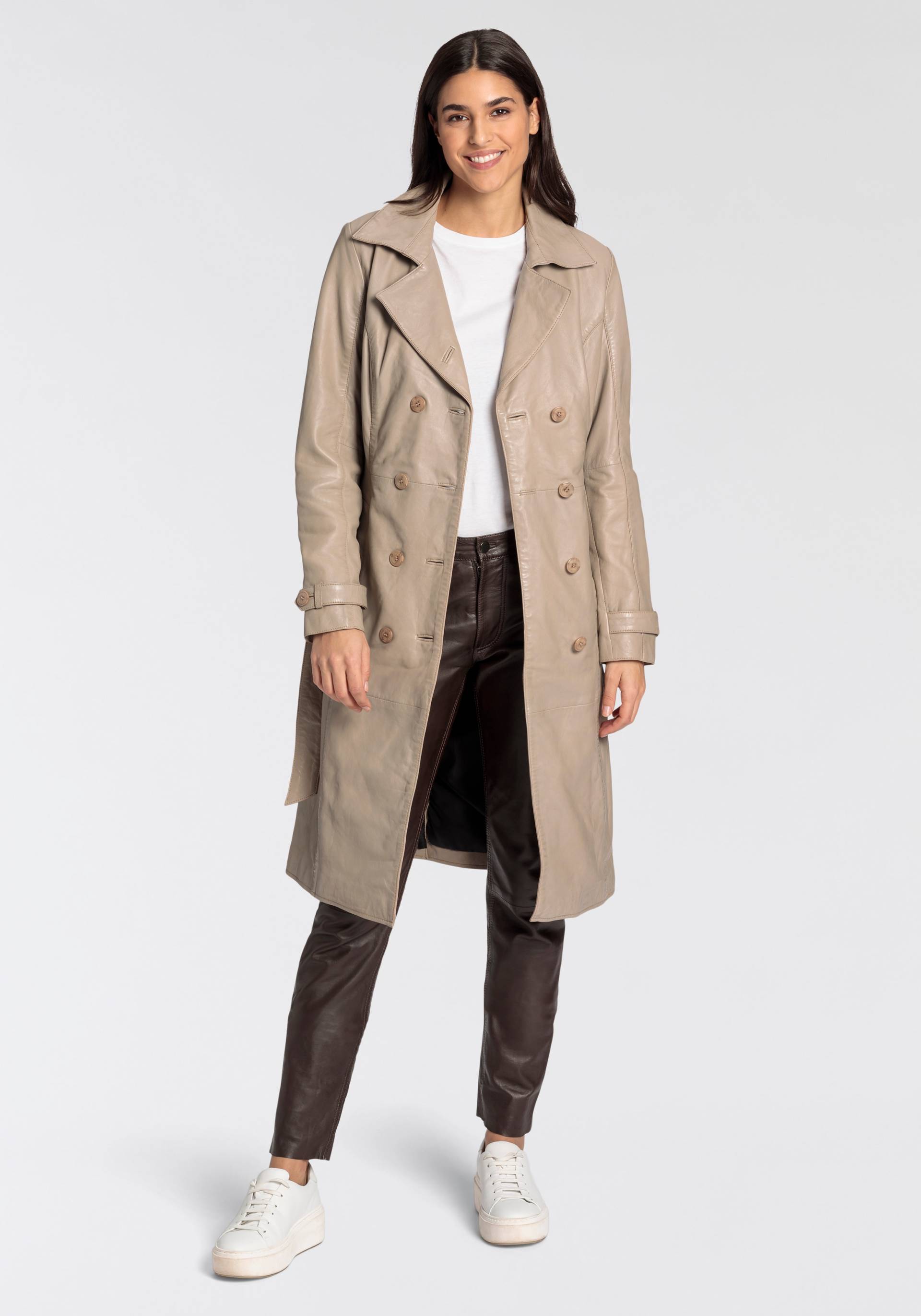 Mauritius Ledermantel »GWTaruh OT«, (2 tlg.), femininer Leder-Trenchcoat mit Bindegürtel von Mauritius