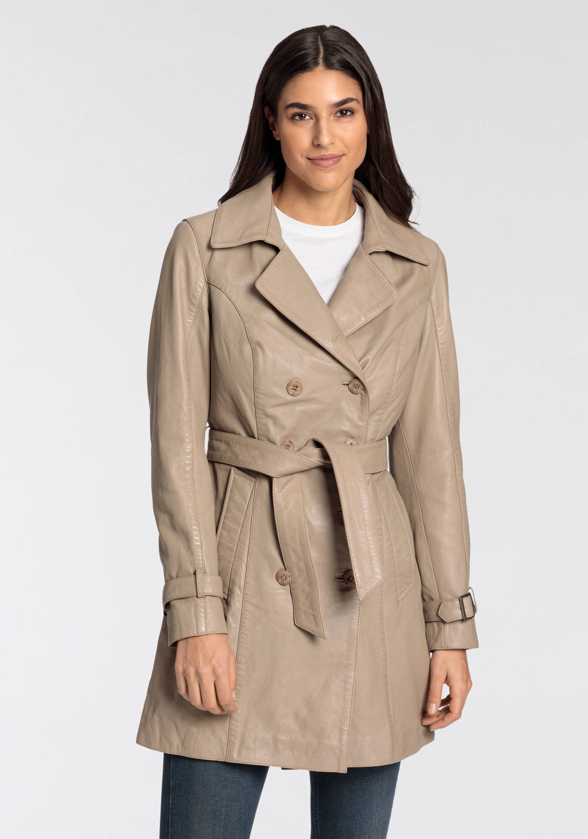 Mauritius Ledermantel »GWTaresa«, (2 tlg., mit Bindegürtel), Leder-Trenchcoat mit Bindegürtel von Mauritius