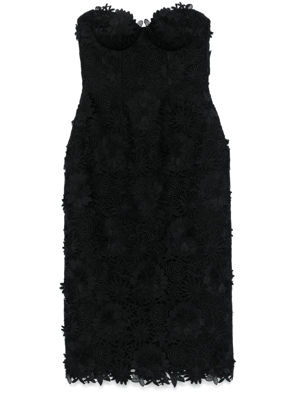 Giuseppe Di Morabito 3D-flowers macramé midi dress - Black von Giuseppe Di Morabito