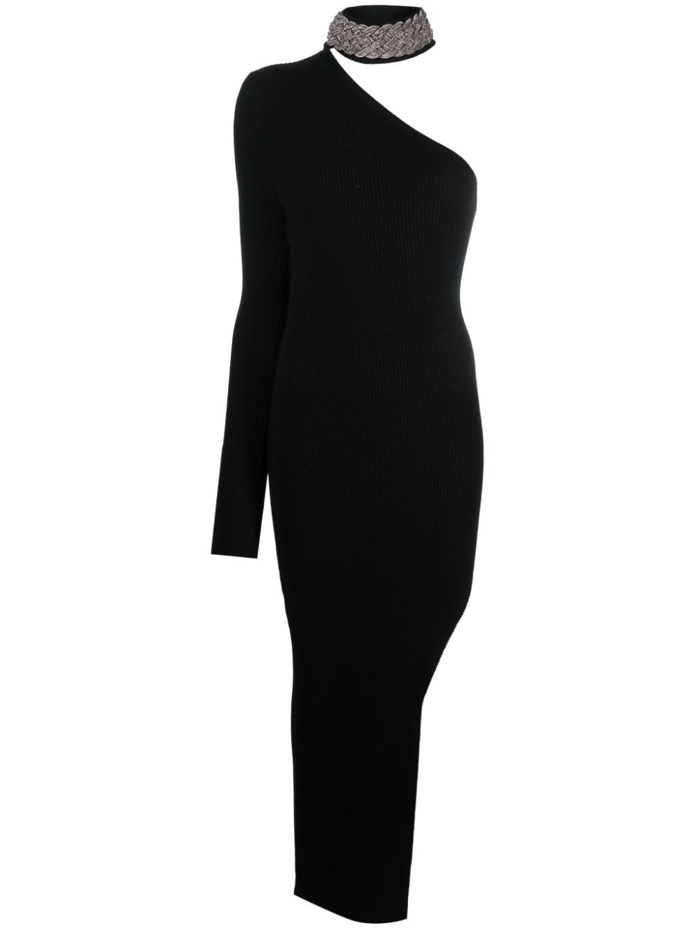 Giuseppe Di Morabito bead-embellished ribbed-knit asymmetric dress - Black von Giuseppe Di Morabito