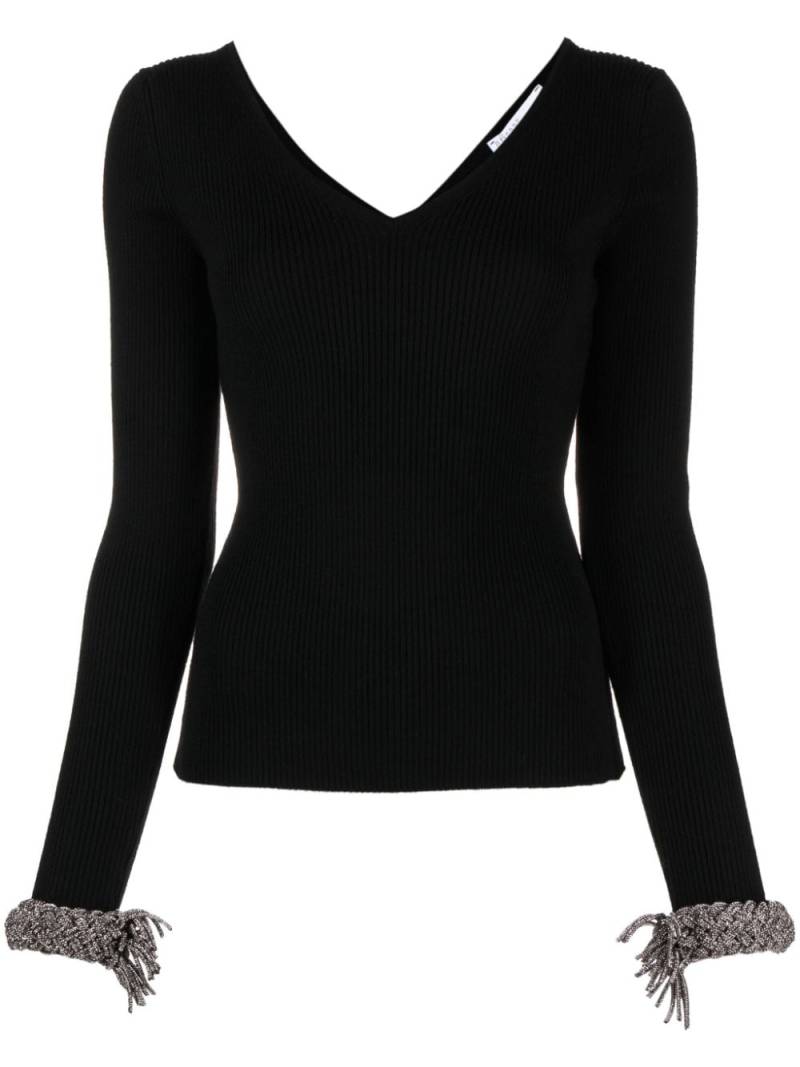 Giuseppe Di Morabito braided-cuffs ribbed-knit top - Black von Giuseppe Di Morabito