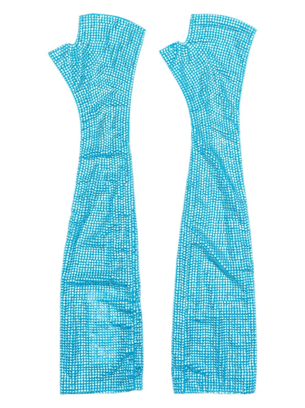 Giuseppe Di Morabito crystal-embellished mesh gloves - Blue von Giuseppe Di Morabito
