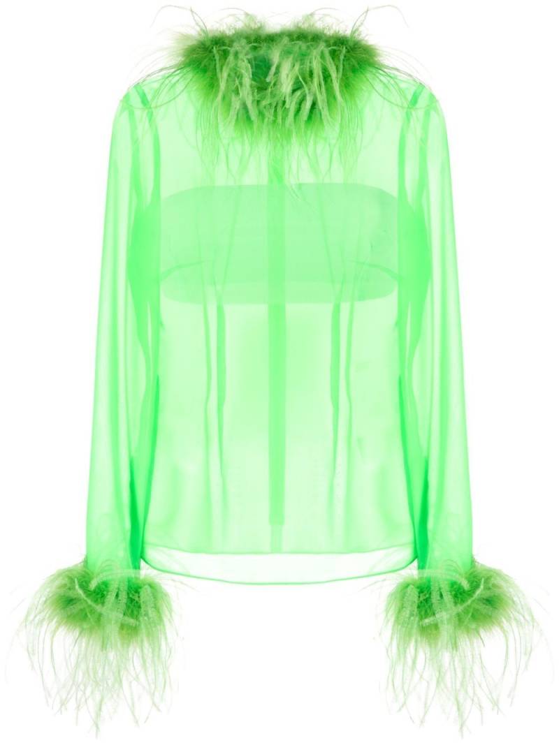 Giuseppe Di Morabito feather-trim detail blouse - Green von Giuseppe Di Morabito