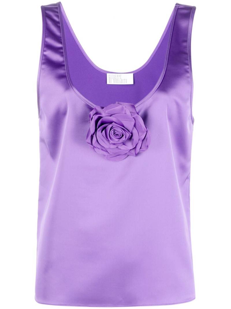 Giuseppe Di Morabito floral-appliqué satin top - Purple von Giuseppe Di Morabito