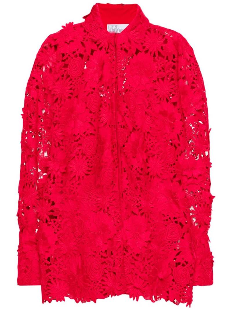 Giuseppe Di Morabito floral-appliqué semi-sheer shirt - Red von Giuseppe Di Morabito