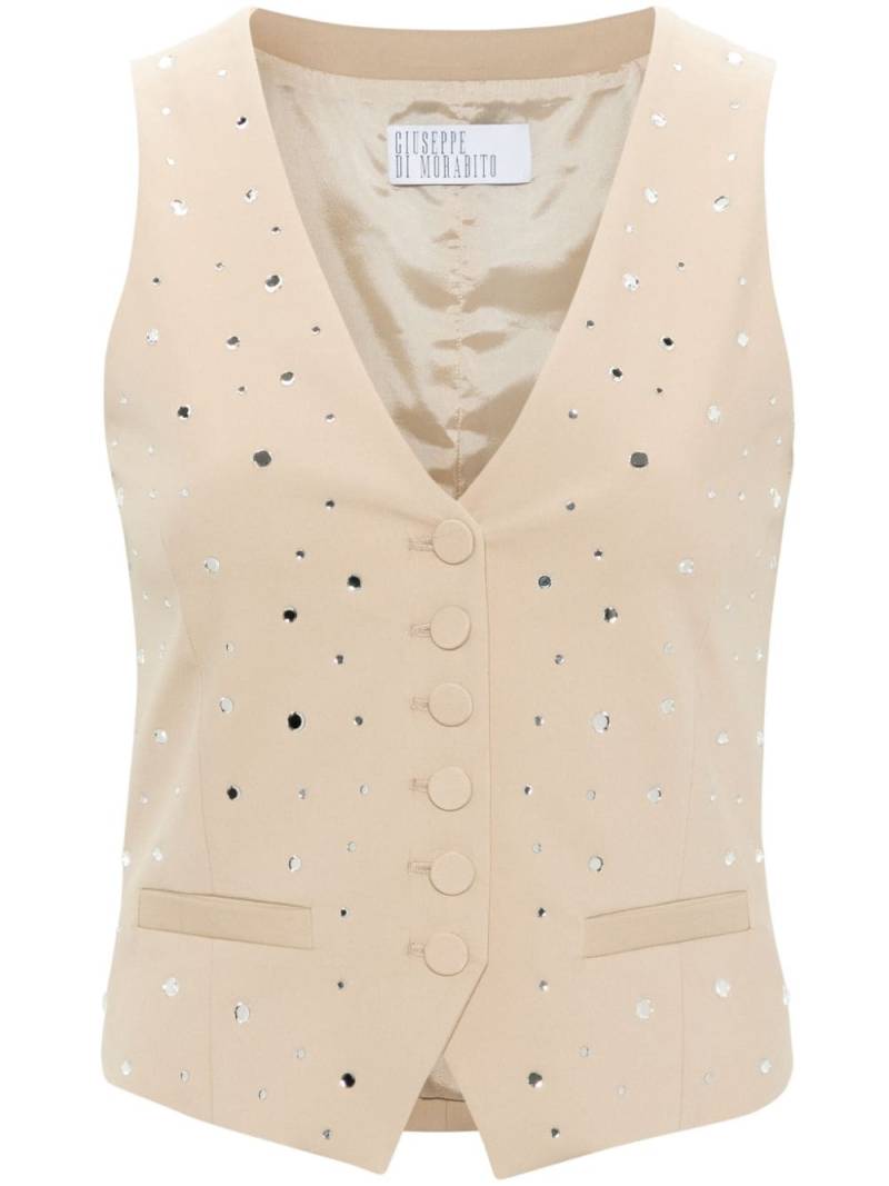 Giuseppe Di Morabito rhinestone-embellishment twill vest - Neutrals von Giuseppe Di Morabito