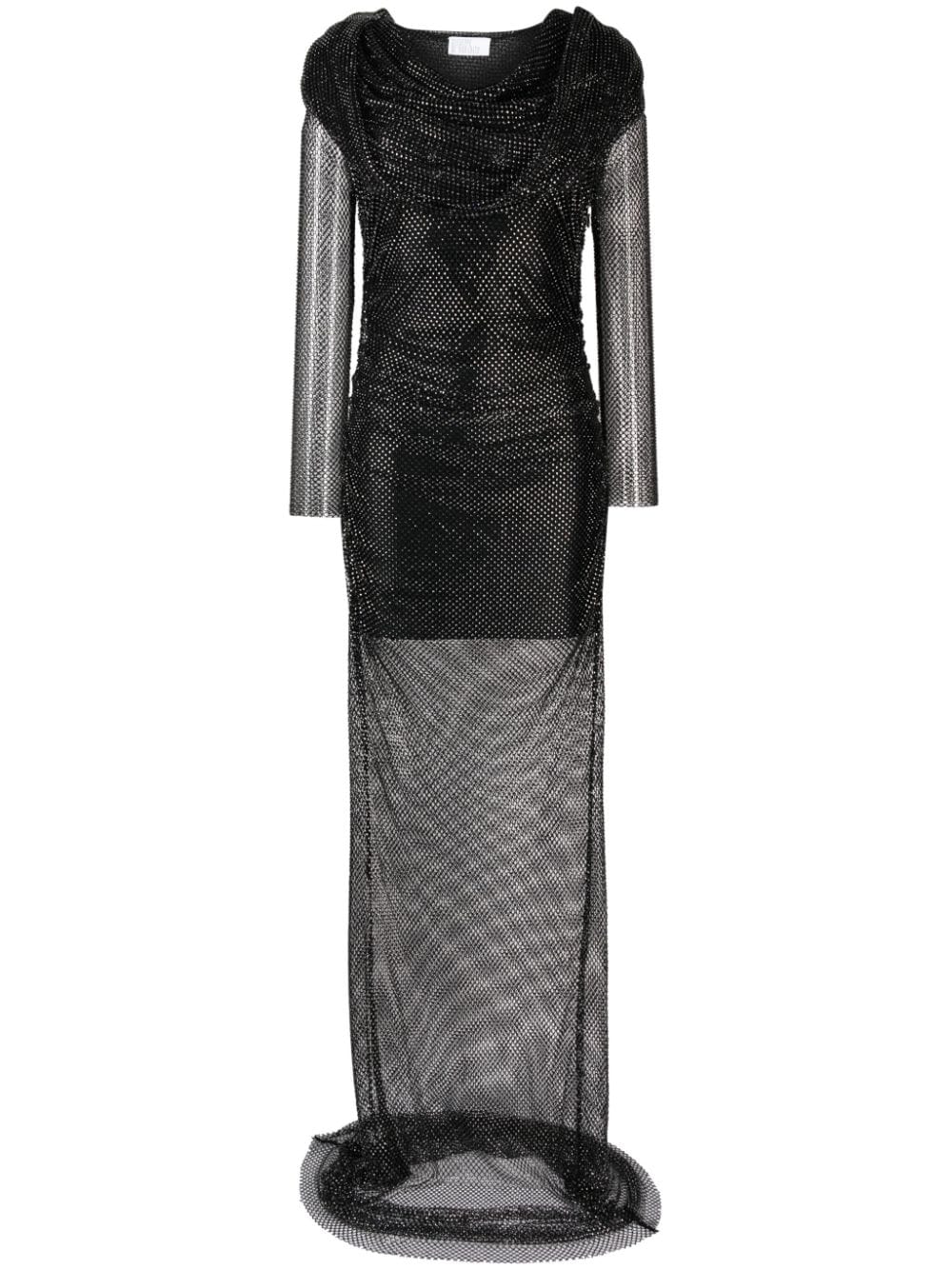 Giuseppe Di Morabito rhinestone-mesh draped maxi dress - Black von Giuseppe Di Morabito