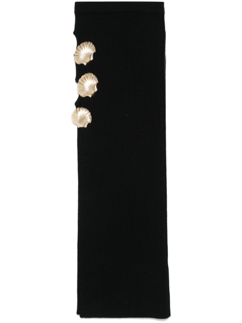 Giuseppe Di Morabito seashell-brooch cut out-detail skirt - Black von Giuseppe Di Morabito