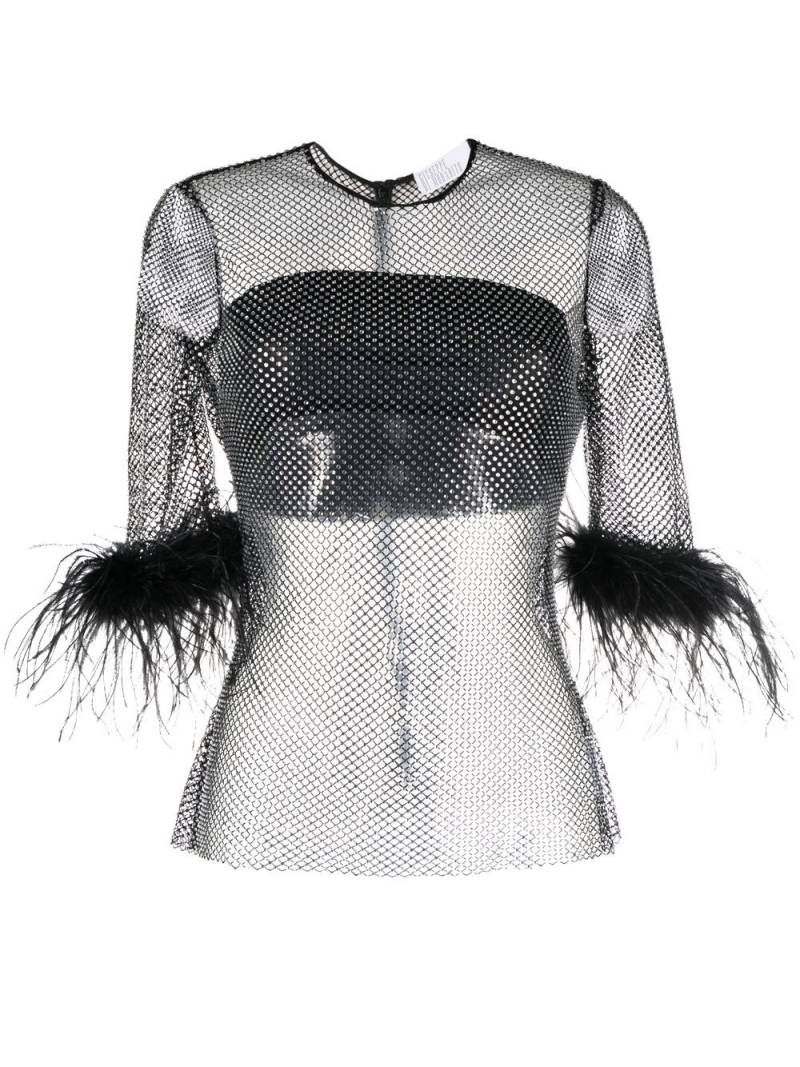 Giuseppe Di Morabito sheer crystal-embellished top - Black von Giuseppe Di Morabito