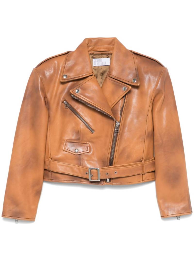 Giuseppe Di Morabito spray-paint effect biker jacket - Brown von Giuseppe Di Morabito