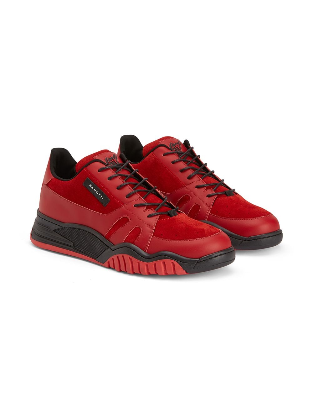 Giuseppe Junior logo-patch lace-up sneakers - Red von Giuseppe Junior