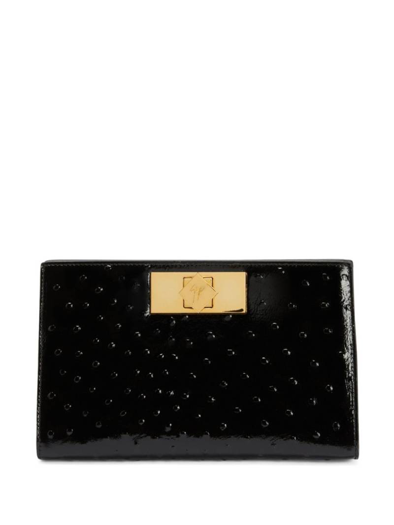 Giuseppe Zanotti Annhita ostrich-print leather clutch bag - Black von Giuseppe Zanotti