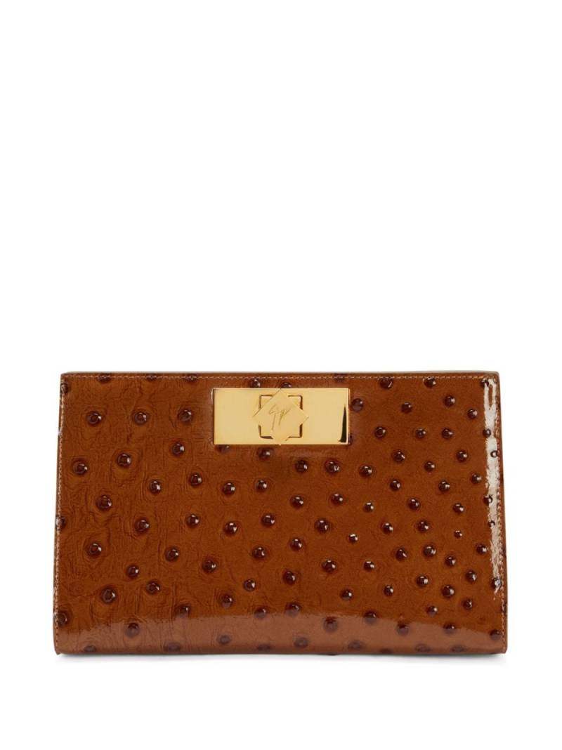 Giuseppe Zanotti Annhita ostrich-print leather clutch bag - Brown von Giuseppe Zanotti