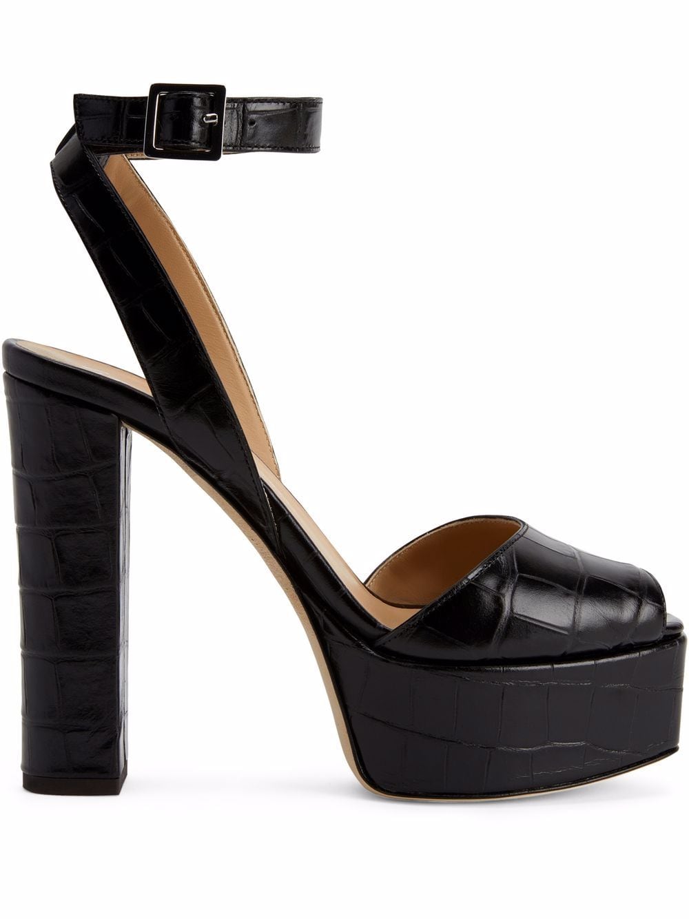 Giuseppe Zanotti Betty crocodile-effect platform sandals - Black von Giuseppe Zanotti