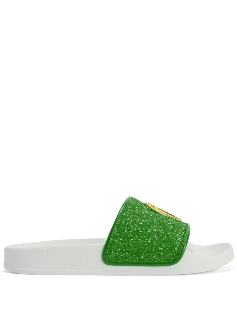 Giuseppe Zanotti Brett glitter slides - Green von Giuseppe Zanotti