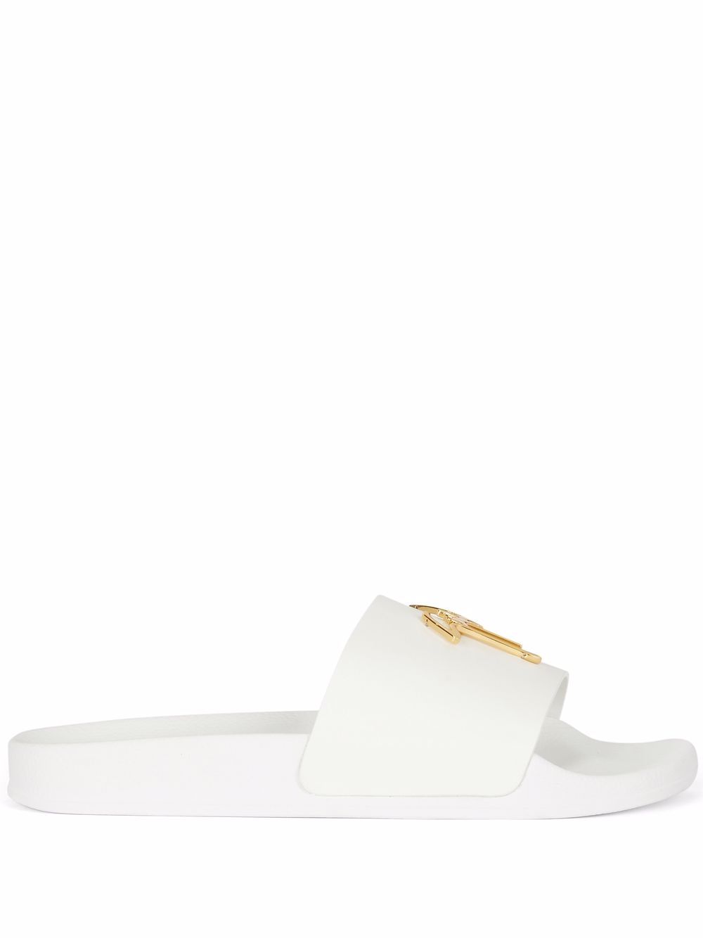 Giuseppe Zanotti Brett logo-plaque sliders - White von Giuseppe Zanotti